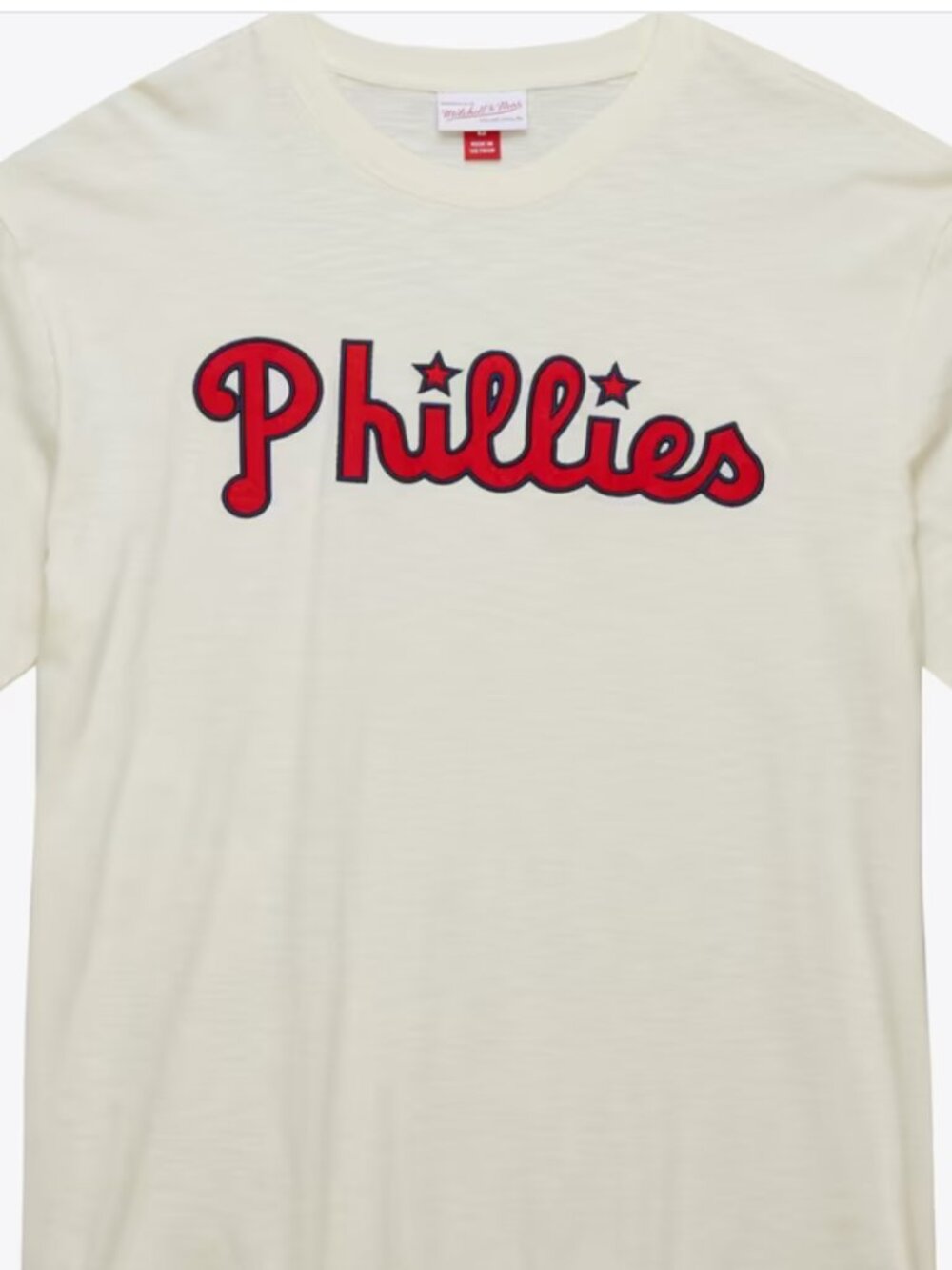 2 Mitchell & Ness Phillies Cooperstown Heritage Slub TShirts XL Cream Embroidery